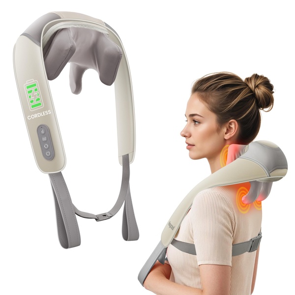 This ad creative utilizes a side-by-side comparison of the product and its effect on a user, highlighting heating elements to demonstrate immediate relief benefits.