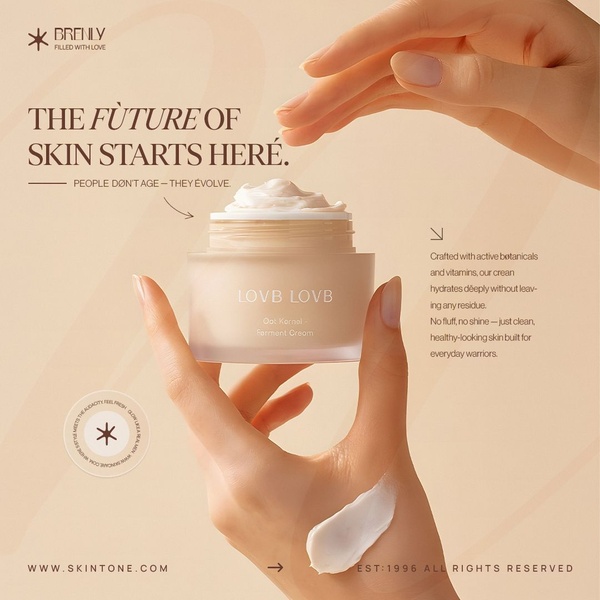 A high-end, soft-focus studio shot of a ferment cream jar held in hands, emphasizing a clean, clinical aesthetic with minimalist typography.