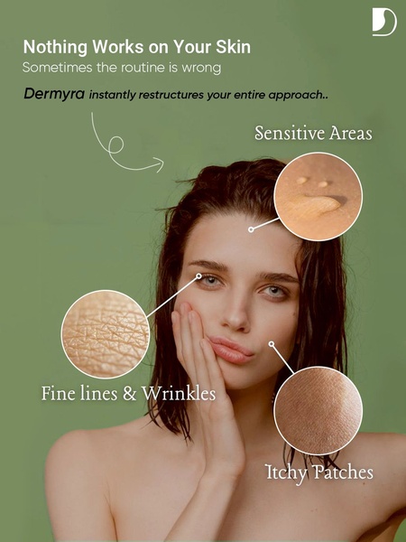 This ad uses a clean diagnostic approach to point out common skin issues like dryness and fine lines, positioning the product as a necessary intervention.