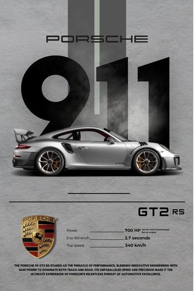 A high-performance luxury car is presented against a neutral background with technical specs and branding.