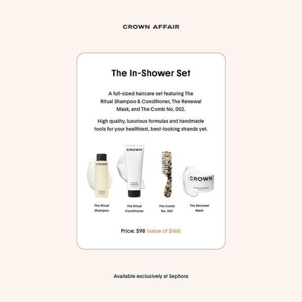 A high-conversion 1:1 square ad creative for a premium haircare bundle, focusing on product contents, value proposition, and exclusive retail availability.