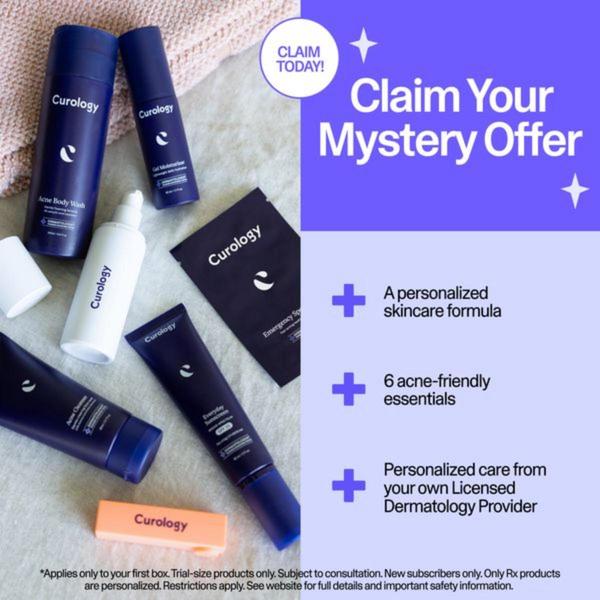skincare products, face care, acne treatment, skin treatment, dermatology products, skincare set, beauty products, bundle offer, product launch, flat lay, trustworthy, fresh, purple, neutral