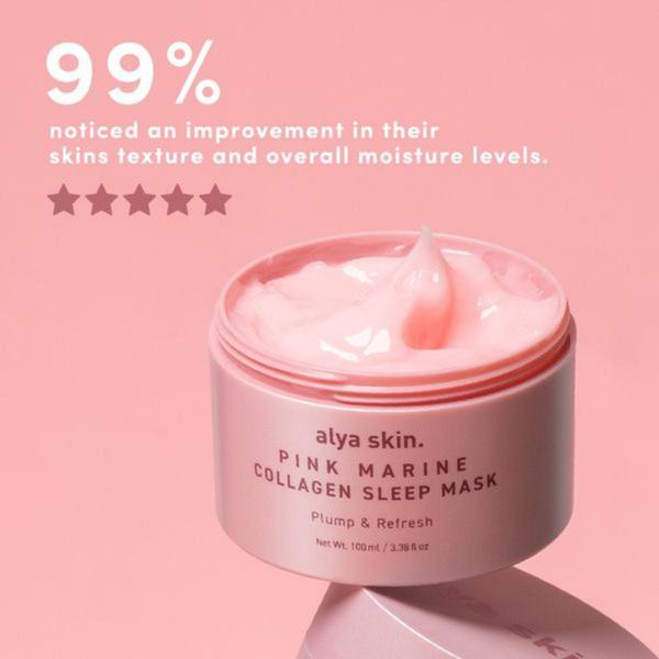 sleep mask, face mask, overnight mask, skincare mask, collagen mask, beauty mask, facial treatment, social proof, product launch, minimalist, warm, trustworthy, pink