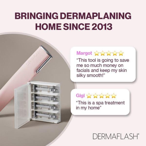 dermaplaning tool, facial razor, eyebrow razor, face shaver, beauty razor, skincare tool, exfoliating razor, social proof, brand awareness, minimalist, trustworthy, luxurious, pink, neutral