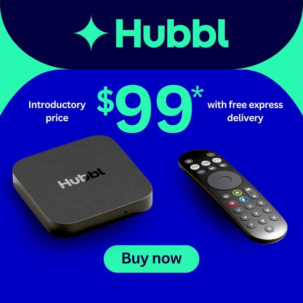 A clean, high-contrast product advertisement for a streaming media player, emphasizing a $99 introductory price point.