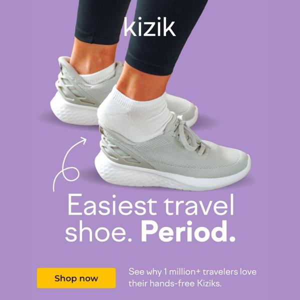 A square-format static ad highlighting the ease of use for a hands-free running shoe with a bold, value-driven claim.
