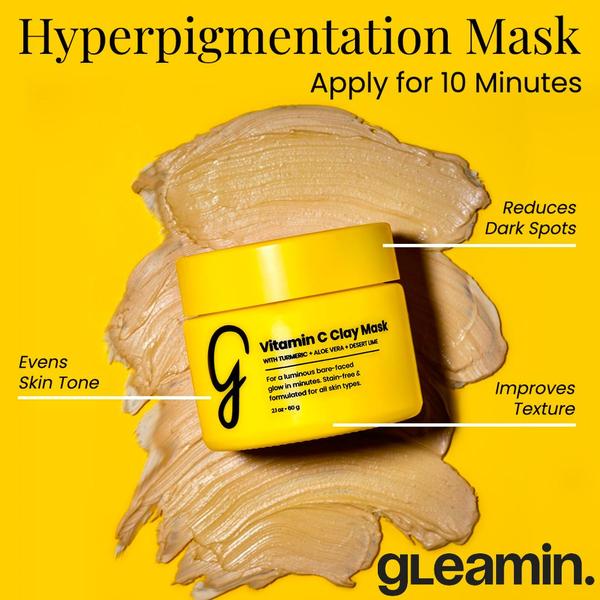face mask, clay mask, facial mask, skincare mask, vitamin c mask, product launch, minimalist, energetic, fresh, yellow