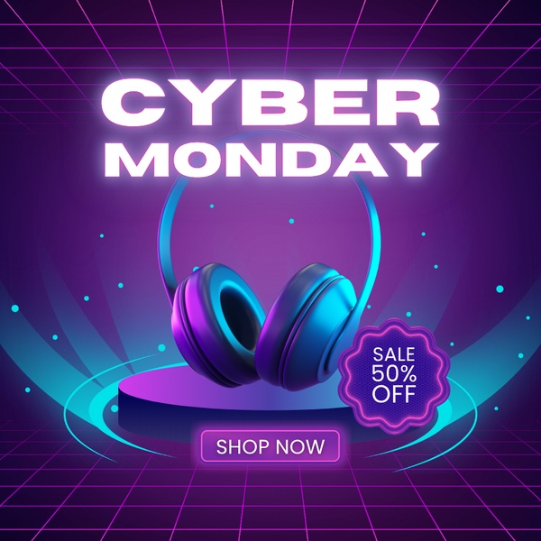 A high-energy, neon-themed promotional graphic for wireless headphones featuring a clear sale offer and bold typography.