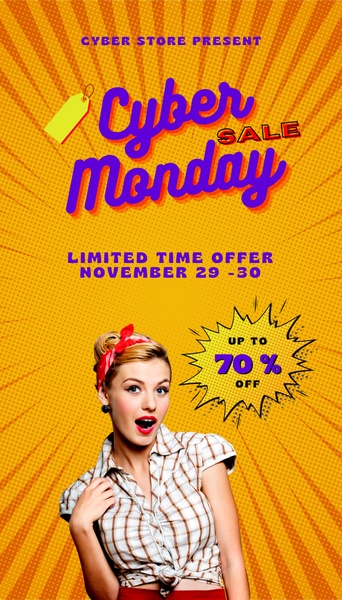 Cyber Monday Pop Art Sale Template