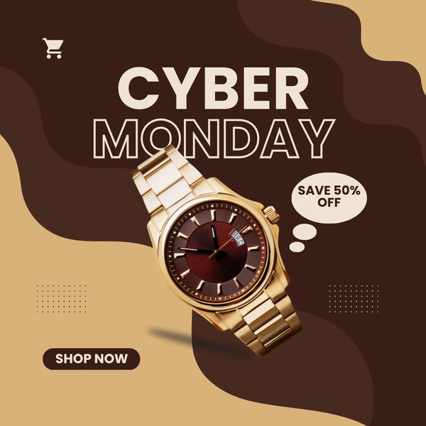 watch, wristwatch, timepiece, men's watch, dress watch, gold watch, luxury watch, sale promotion, modern typography, luxurious, brown, gold, cyber monday