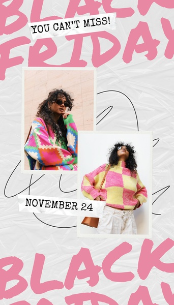 This creative uses a double-photo collage framed by bold, hand-lettered text to announce a seasonal holiday sale.