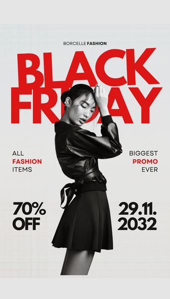 A high-impact 9:16 promotional image for a fashion brand, using sharp, bold typography against a minimal grayscale background to drive urgency for a holiday sale.
