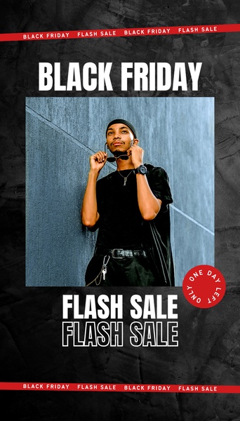 A high-contrast 9:16 vertical creative featuring a lifestyle fashion portrait with urgent text overlays for a holiday promotion.