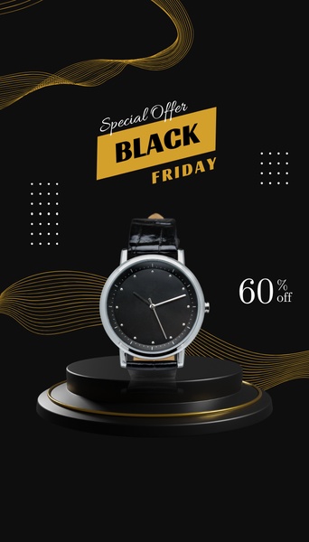 watch, wristwatch, timepiece, men's watch, dress watch, luxury watch, black watch, sale promotion, minimalist, luxurious, black, gold, black friday