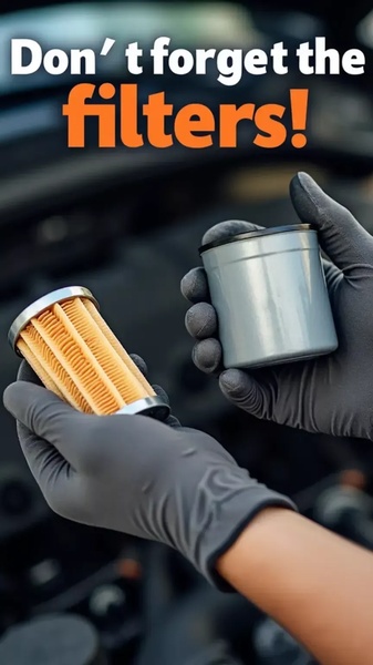 A close-up, high-contrast shot of hands in black gloves holding an old and new car filter to highlight the need for regular replacement.
