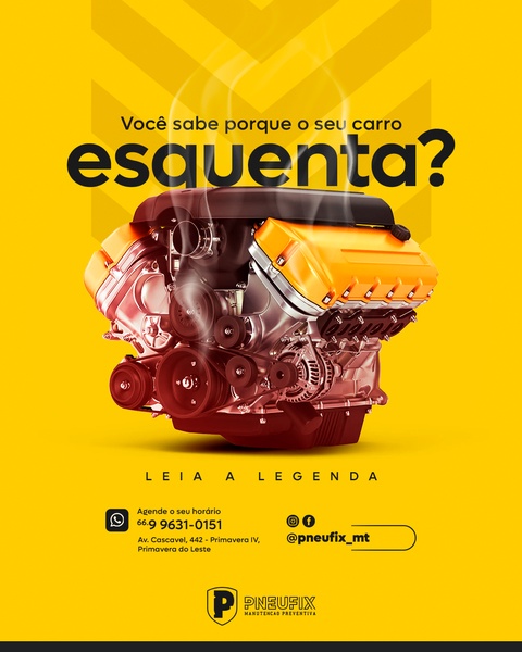 A high-contrast visual featuring a smoking car engine on a bright yellow background to grab user attention immediately.