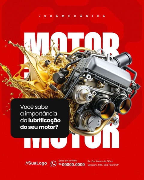 An educational ad creative featuring a mechanical engine block and golden oil splash, asking a key question about motor health.