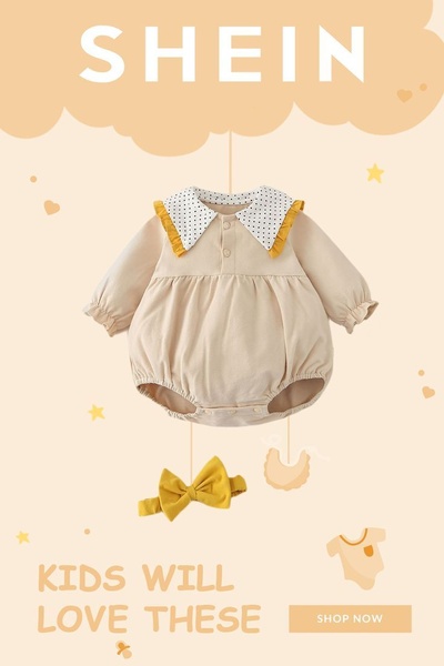 baby romper, infant bodysuit, baby onesie, toddler romper, baby outfit, infant clothing, baby jumpsuit, brand awareness, minimalist, warm, playful, neutral, yellow