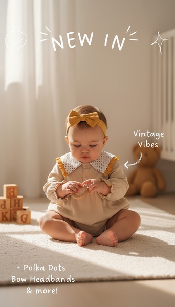 baby outfit, infant clothing, baby romper, toddler clothes, baby dress, baby headband, newborn outfit, new arrival, lifestyle, warm, calm, neutral, brown