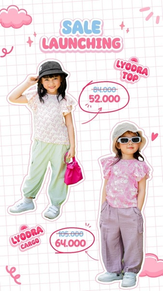 kids clothing, toddler outfit, children's wear, kids fashion, toddler clothing, kids apparel, sale promotion, product launch, ugc style, playful, pink, pastel