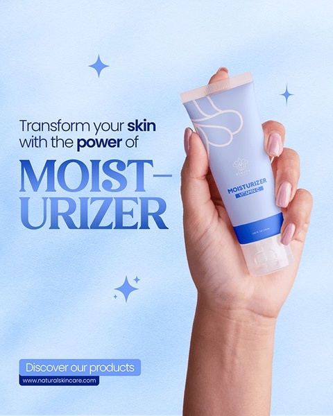 moisturizer, face cream, skin cream, facial moisturizer, hydrating cream, skincare product, beauty cream, product launch, brand awareness, minimalist, fresh, calm, blue, pastel