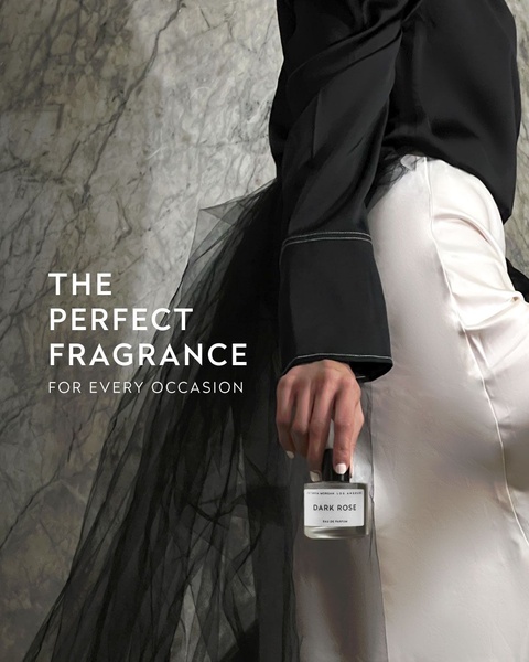 perfume, fragrance, eau de parfum, cologne, scent, brand awareness, editorial, luxurious, neutral, black