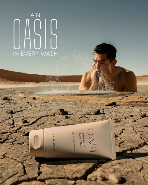 face wash, facial cleanser, face cleanser, hydrating face wash, men's face wash, daily cleanser, skincare cleanser, product launch, lifestyle, outdoor, fresh, bold, neutral, brown