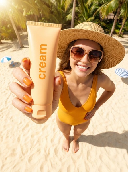 sunscreen, sun protection, sunblock, spf cream, beach lotion, product launch, lifestyle, outdoor, warm, fresh, orange, yellow, neutral