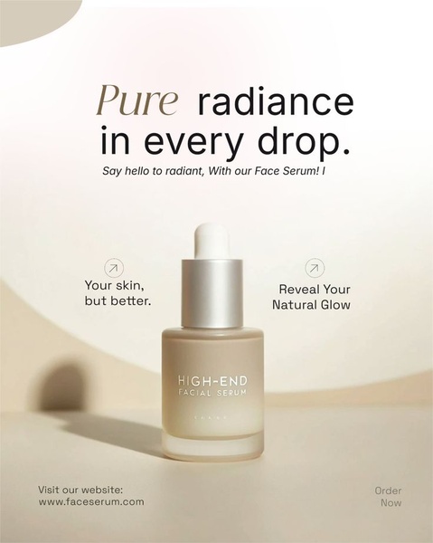 face serum, facial serum, skincare serum, anti aging serum, beauty serum, skin treatment, facial treatment, product launch, brand awareness, minimalist, luxurious, calm, neutral
