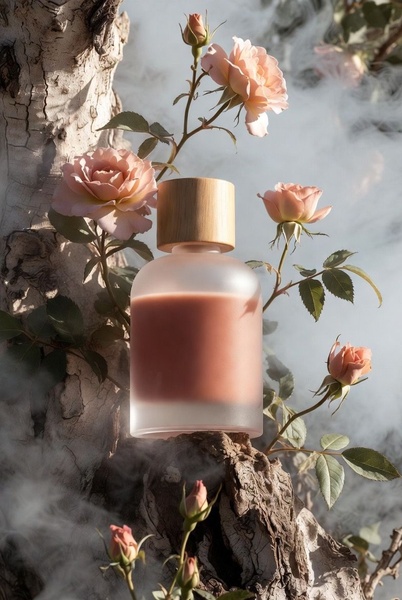 beauty serum, facial serum, skincare serum, face treatment, beauty oil, skincare product, cosmetic bottle, product launch, lifestyle, luxurious, warm, pink, neutral, gold