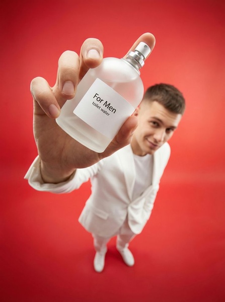 cologne, fragrance, perfume, eau de toilette, mens fragrance, aftershave, body spray, product launch, brand awareness, minimalist, bold, energetic, red