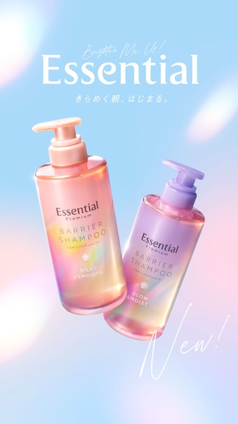 A clean, bright 9:16 vertical ad showcasing two premium shampoo bottles floating in a soft, dreamy light environment to emphasize product quality.