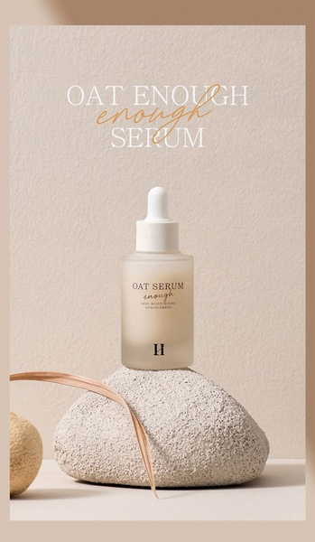 facial serum, face serum, skin serum, moisturizing serum, oat serum, skincare treatment, beauty serum, product launch, minimalist, calm, luxurious, neutral