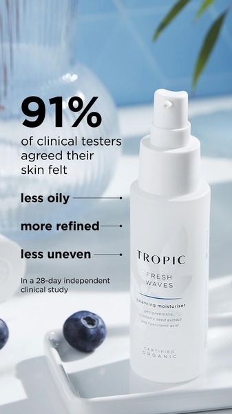 moisturizer, face cream, skincare, facial lotion, hydrating cream, skin balancer, beauty serum, social proof, product launch, minimalist, fresh, trustworthy, blue, neutral