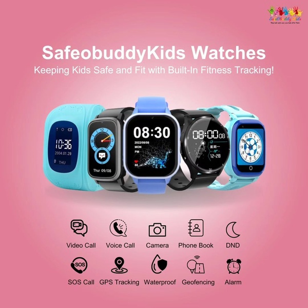 kids smart watch, children's smartwatch, kids fitness tracker, child gps watch, kids wearable device, product launch, brand awareness, minimalist, playful, trustworthy, pink, blue