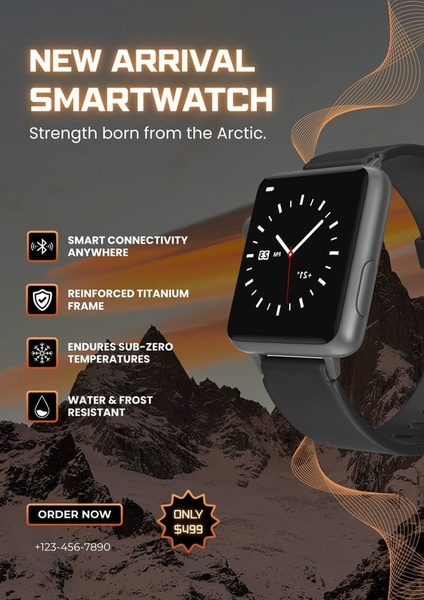 smartwatch, fitness watch, smart watch, wearable device, activity tracker, digital watch, connected watch, new arrival, product launch, modern typography, bold, orange, neutral