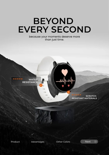 smartwatch, fitness watch, smart watch, wearable device, activity tracker, health monitor, digital watch, product launch, brand awareness, outdoor, modern typography, bold, trustworthy, neutral, black