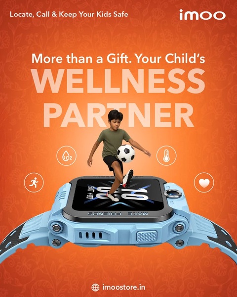 kids smartwatch, children's watch, gps watch, smart watch, tracking watch, kids wearable, child safety watch, product launch, brand awareness, modern typography, energetic, trustworthy, orange, blue