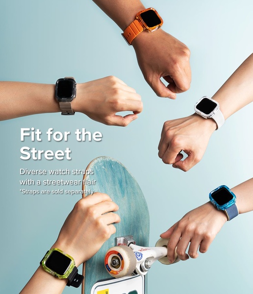 watch straps, watch bands, smartwatch straps, replacement straps, watch accessories, product launch, brand awareness, lifestyle, modern typography, energetic, fresh, blue, orange