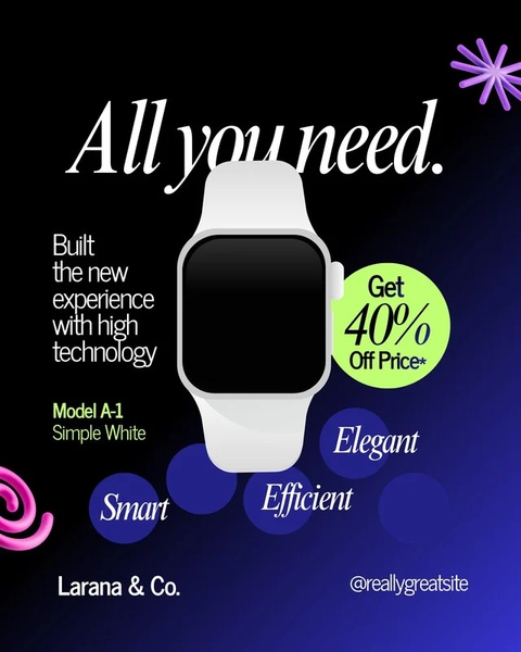 smartwatch, smart watch, fitness watch, wearable device, activity tracker, digital watch, fitness tracker, sale promotion, product launch, modern typography, bold, luxurious, blue, purple