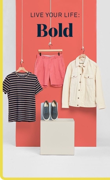 casual wear, everyday clothing, basic apparel, wardrobe essentials, casual outfits, brand awareness, minimalist, bold, energetic, red, yellow, neutral