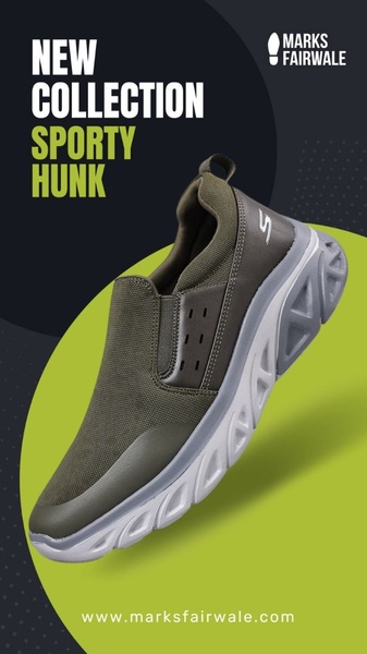 A high-contrast 9:16 vertical ad featuring a single athletic shoe on a lime green background, using bold typography to highlight a new collection.