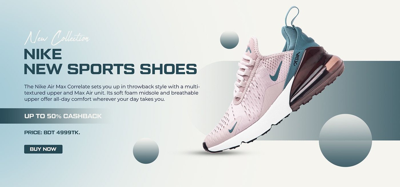 A clean, studio-lit ad creative for sports shoes that emphasizes product features through minimalist design, muted colors, and high-contrast typography.