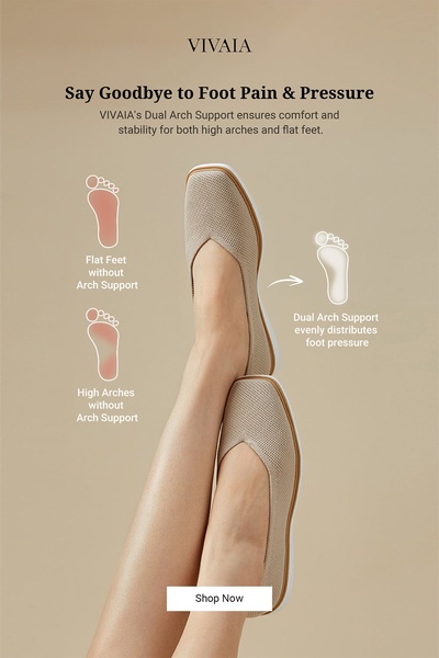 A clean, educational ad creative that uses anatomical illustrations to demonstrate the benefits of dual arch support in a walking shoe.