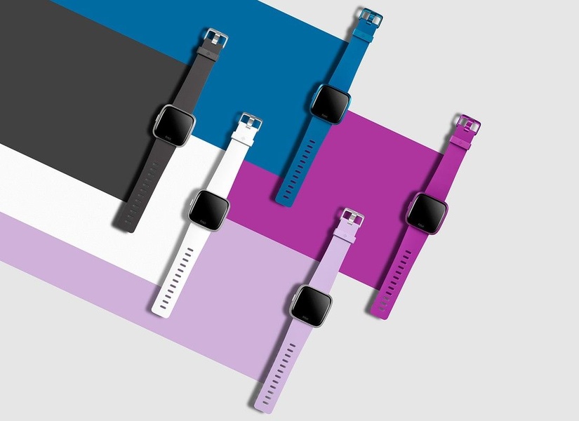 smartwatch, fitness watch, digital watch, wearable device, activity tracker, smart wearable, product launch, flat lay, playful, bold, blue, purple, pink