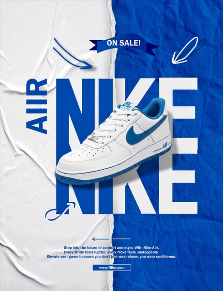 A split-screen design featuring a prominent sneaker product shot, bold oversized typography, and a clear sale hook for high visibility.