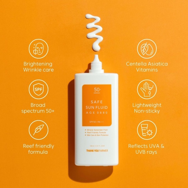 sunscreen, sun protection, spf lotion, sunblock, uv protection, sun fluid, facial sunscreen, product launch, brand awareness, minimalist, fresh, trustworthy, orange