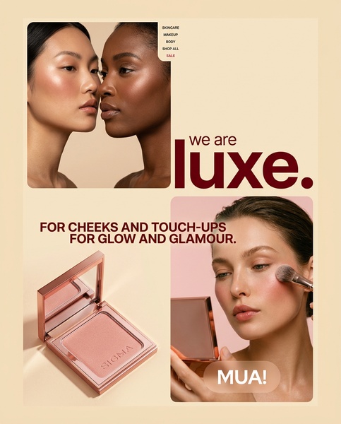 blush, cheek color, face makeup, powder blush, makeup compact, cosmetics, beauty products, brand awareness, product launch, editorial, lifestyle, luxurious, warm, neutral, pink