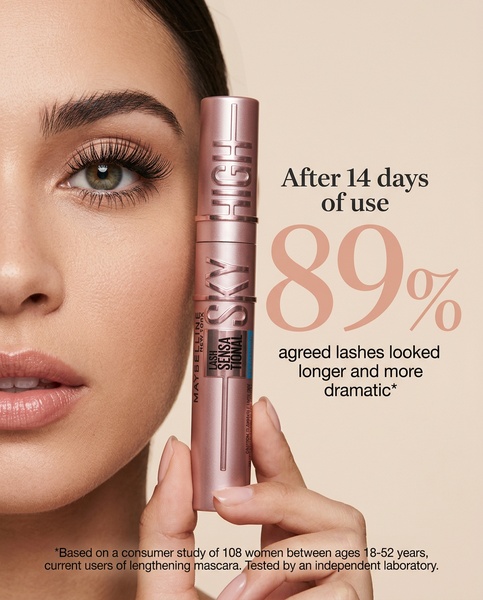 mascara, eyelash mascara, lengthening mascara, eye makeup, lash enhancer, social proof, minimalist, luxurious, trustworthy, pink, neutral
