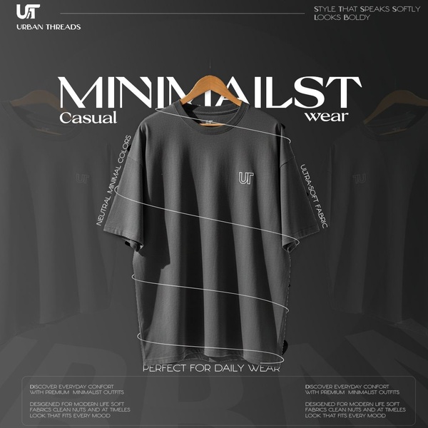 t-shirt, tee, casual shirt, basic tee, cotton shirt, brand awareness, product launch, minimalist, modern typography, calm, trustworthy, neutral, black